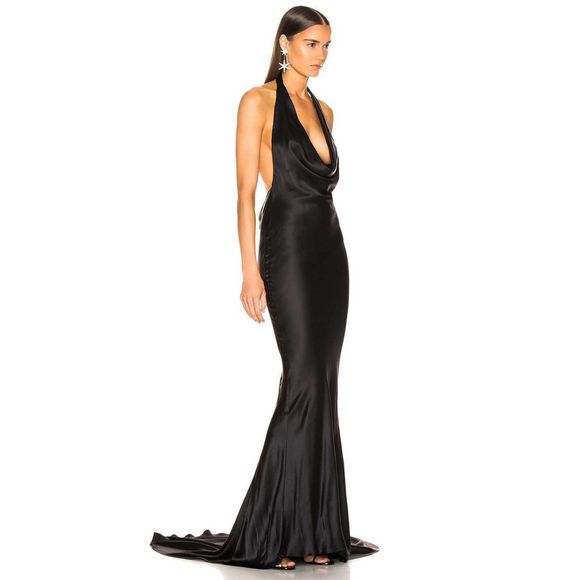 Stella McCartney Plunging Drape Silk Halter Gown - Picture 2 of 8